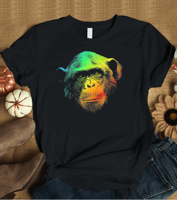 T-Shirt: CHIMPANZEE Vibrant Rainbow T-Shirt CHIMPANZEE Vibrant Rainbow T-Shirt