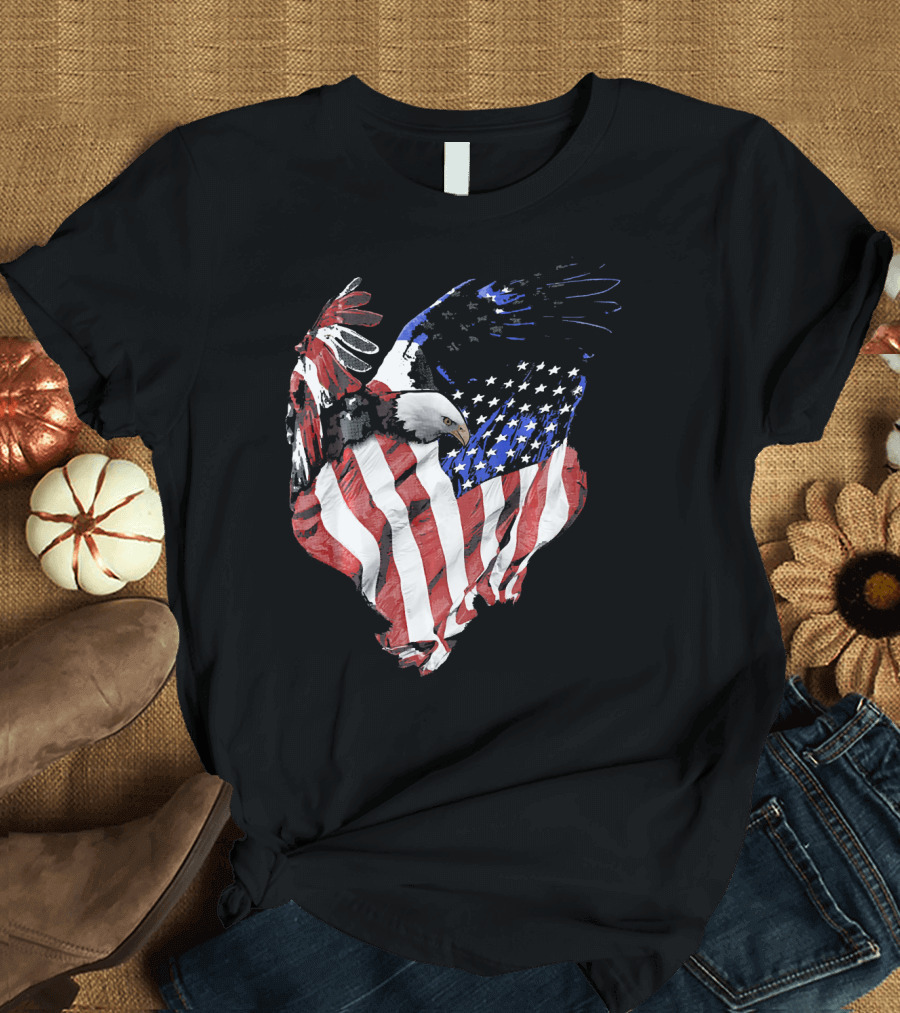 American Flag Bald Eagle Stars and Stripes Patriotic T-Shirt