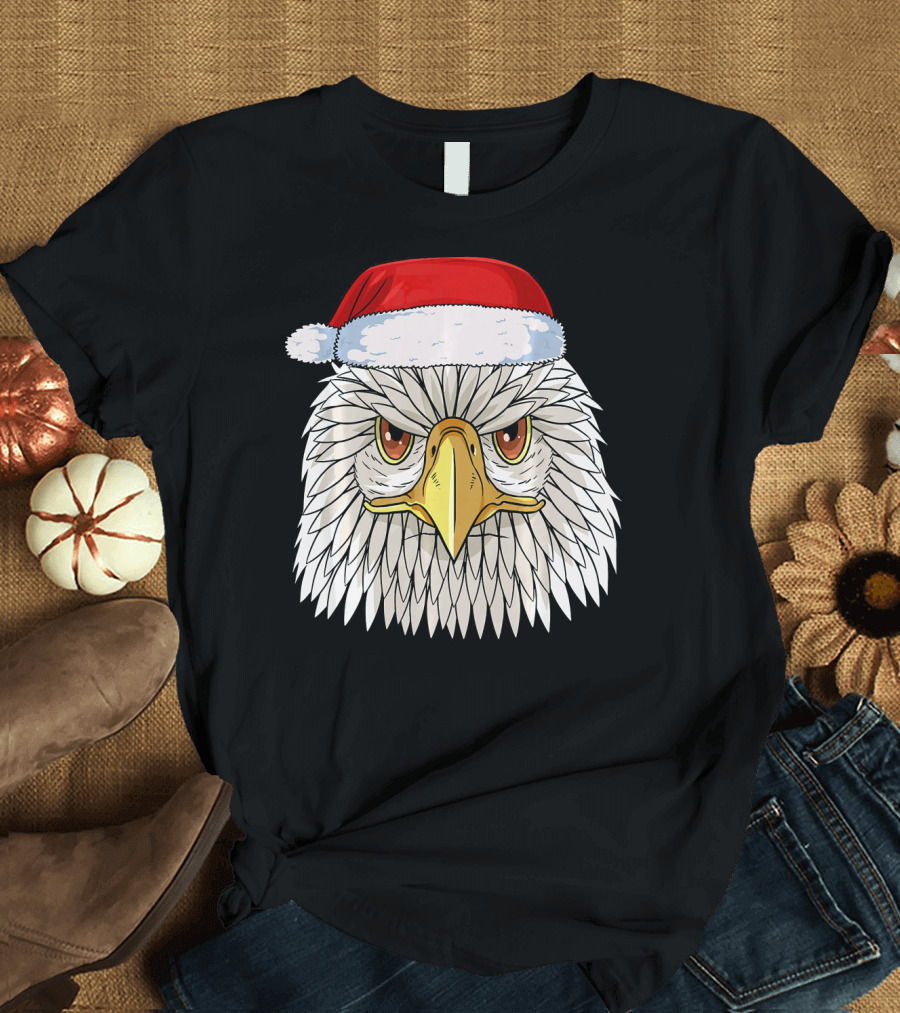 Bald Eagle Wearing Santa Hat Aggressive Festive Look T-Shirt