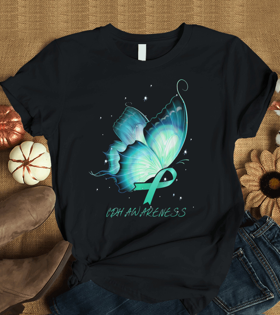 CDH Awareness Butterfly with Ribbon and Stars T-Shirt