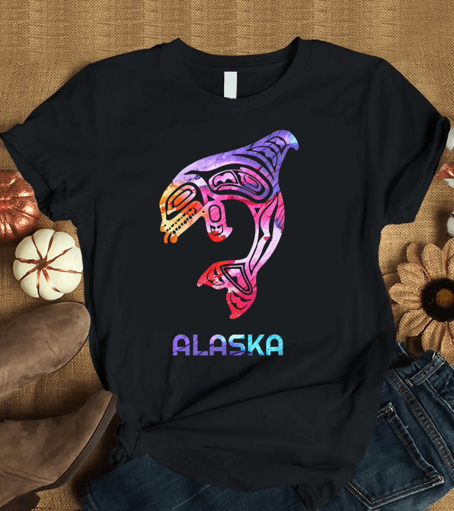 Colorful Alaska Native American Orca T-Shirt
