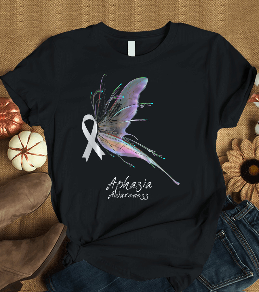 Aphasia Awareness Butterfly with Ribbon T-Shirt
