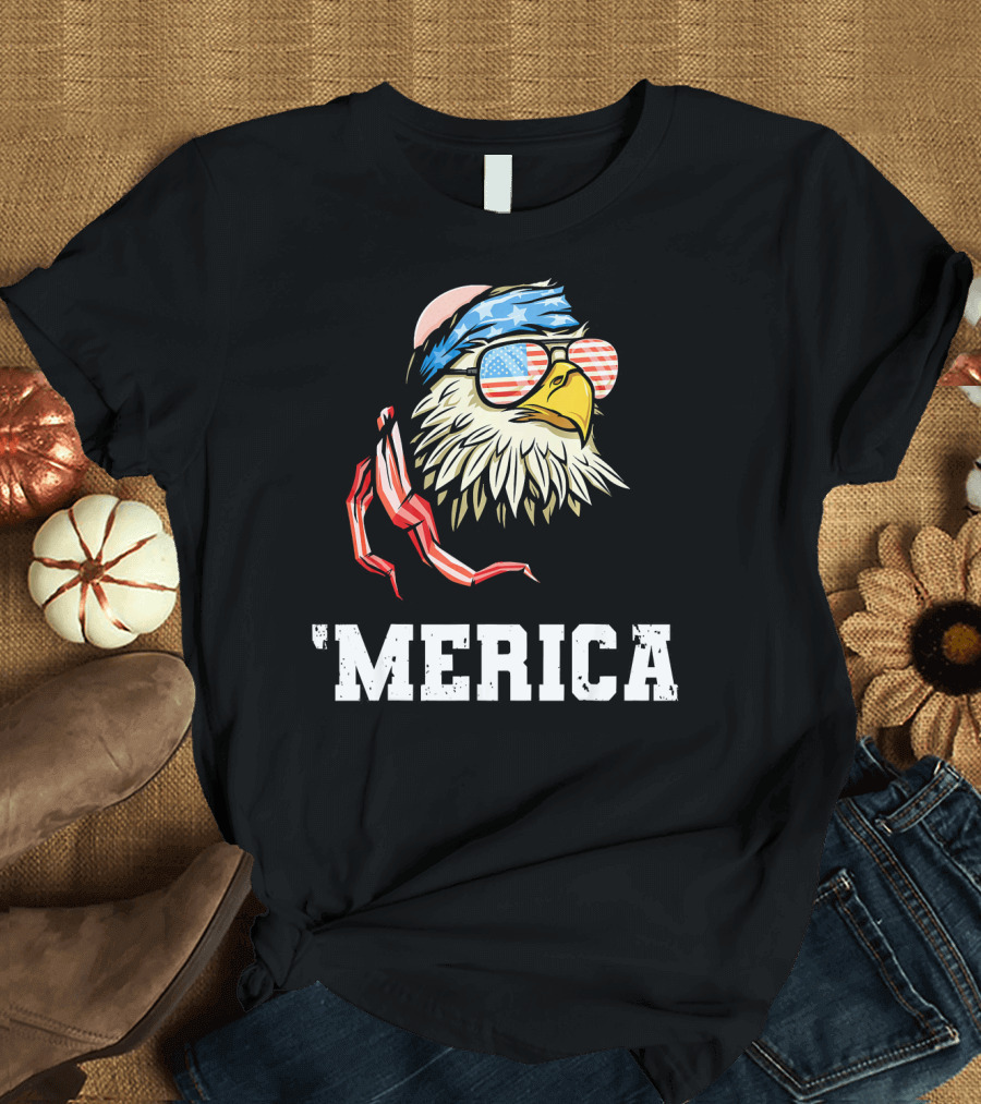 Bald Eagle USA Flag Bandana Sunglasses 'Merica 4th of July T-Shirt