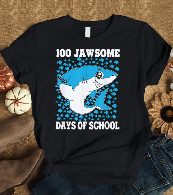 T-Shirt: 100 Jawsome Days of School Boys Shark T-Shirt 100 Jawsome Days of School Boys Shark T-Shirt