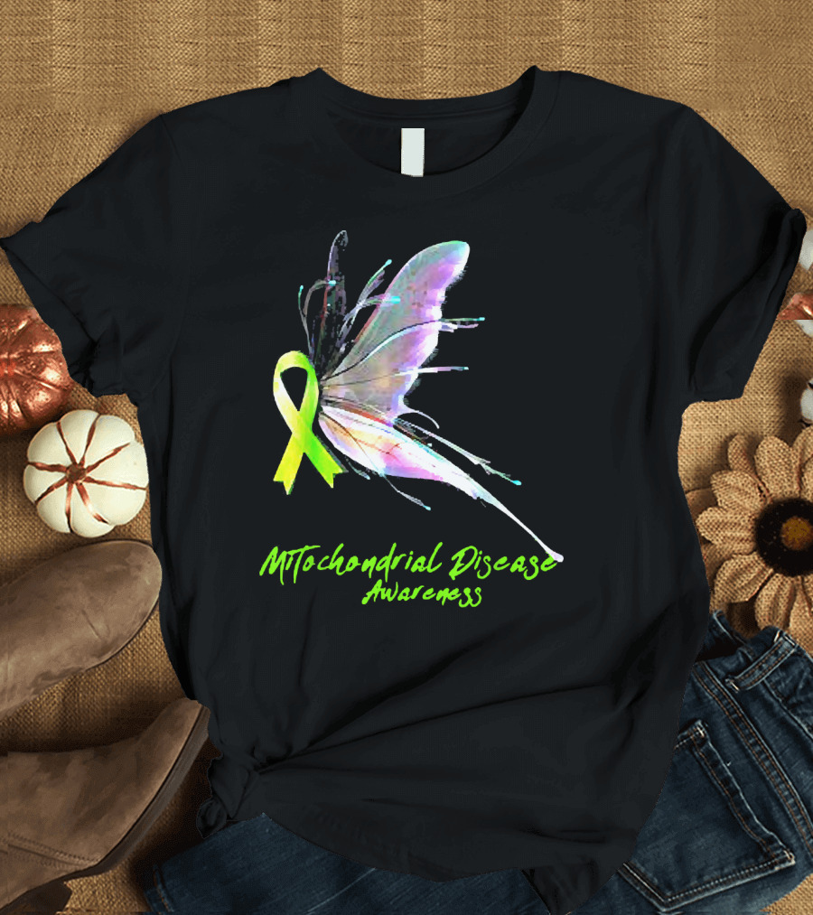 Mitochondrial Disease Awareness Butterfly with Green T-Shirt