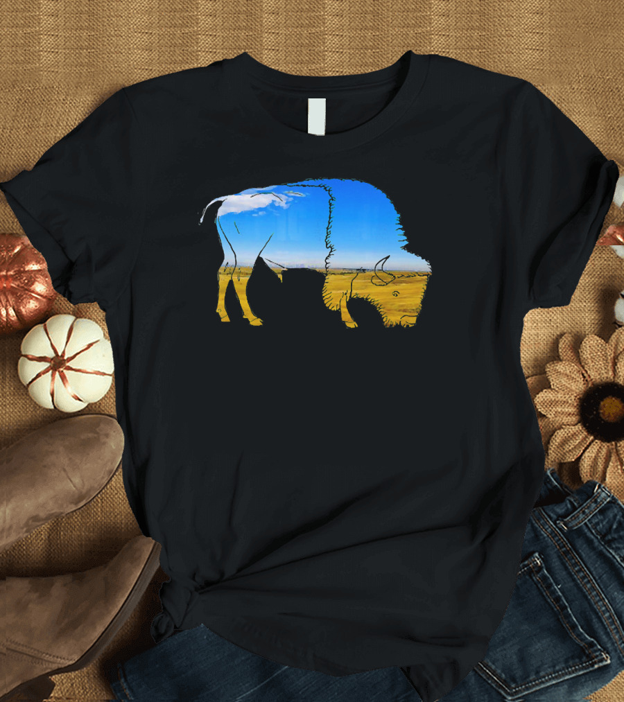 American Buffalo Bison Prairie Sky Landscape T-Shirt
