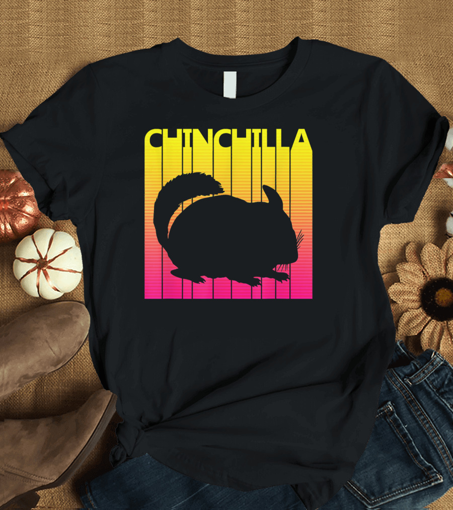 1980s Retro Chinchilla Silhouette Animal Lover T-Shirt