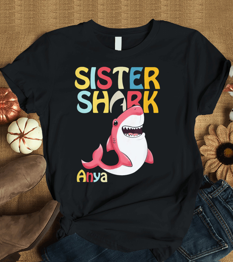 Anya Sister Shark Colorful Cartoon Shark T-Shirt