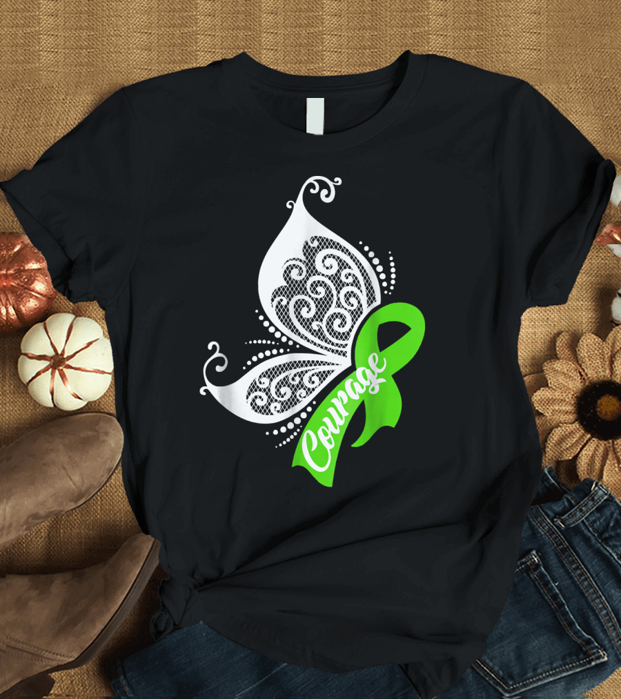 Courage Green Ribbon Butterfly Gallbladder Bile Duct T-Shirt