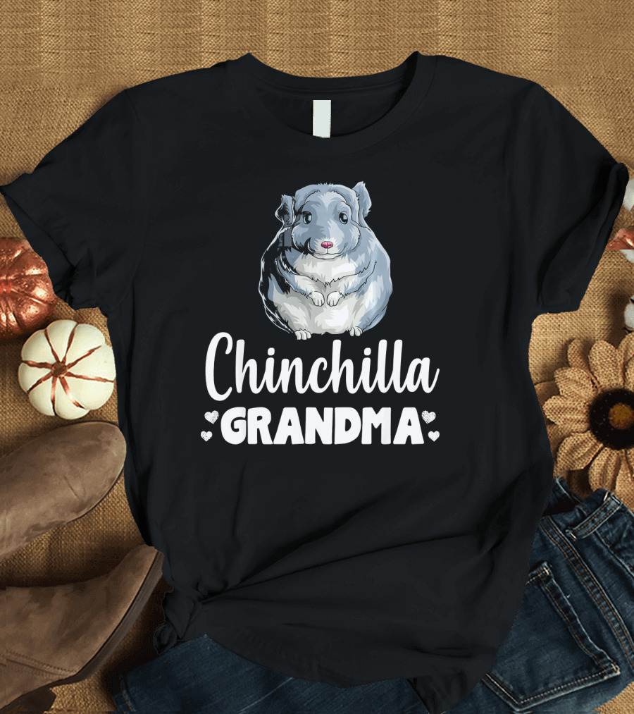 Chinchilla Grandma Adorable Funny Hearts T-Shirt
