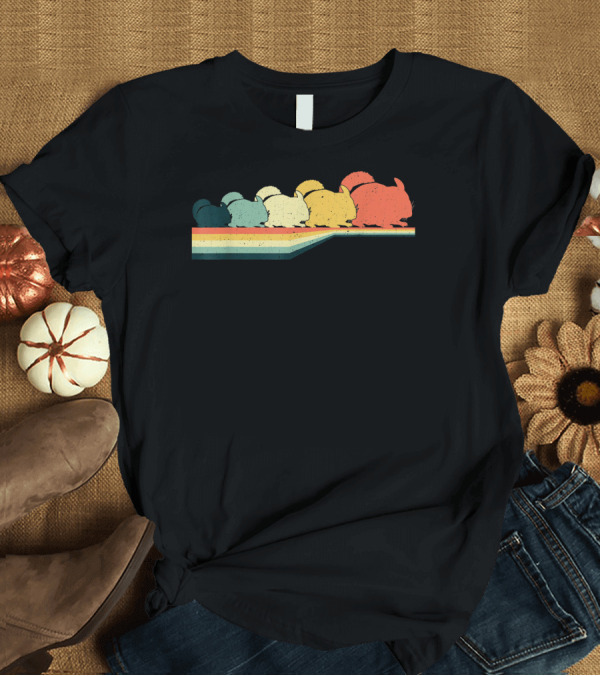 T-Shirt: Chinchilla Retro Vintage Striped Rainbow T-Shirt Chinchilla Retro Vintage Striped Rainbow T-Shirt
