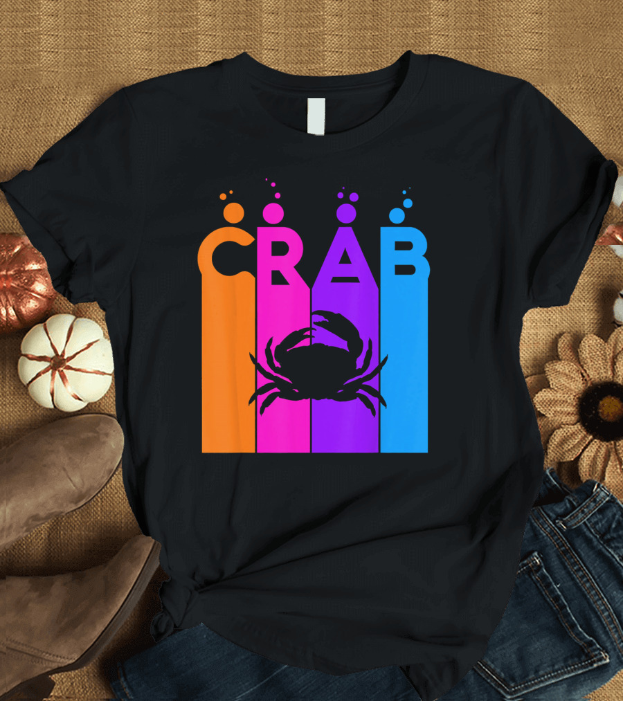 Crab Bubble Art with Crab Silhouette Animal Lover T-Shirt