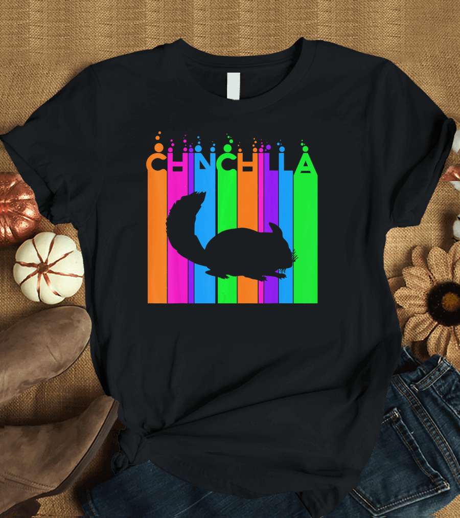 Chinchilla Rainbow Silhouette Bubble Animal Lover T-Shirt