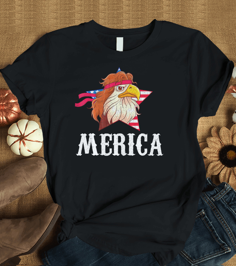 Eagle Mullet Star Merica 4th of July Flag T-Shirt