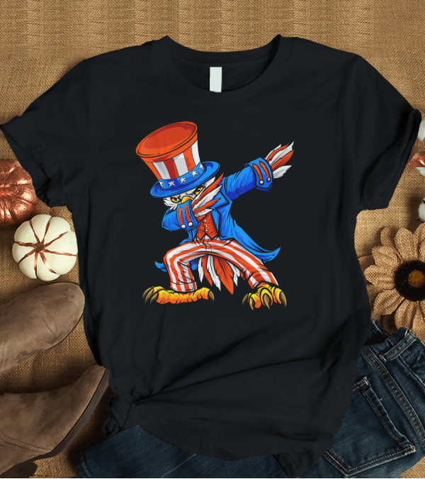 T-Shirt: Dabbing Uncle Sam Bald Eagle in Patriotic Costume T-Shirt Dabbing Uncle Sam Bald Eagle in Patriotic Costume T-Shirt