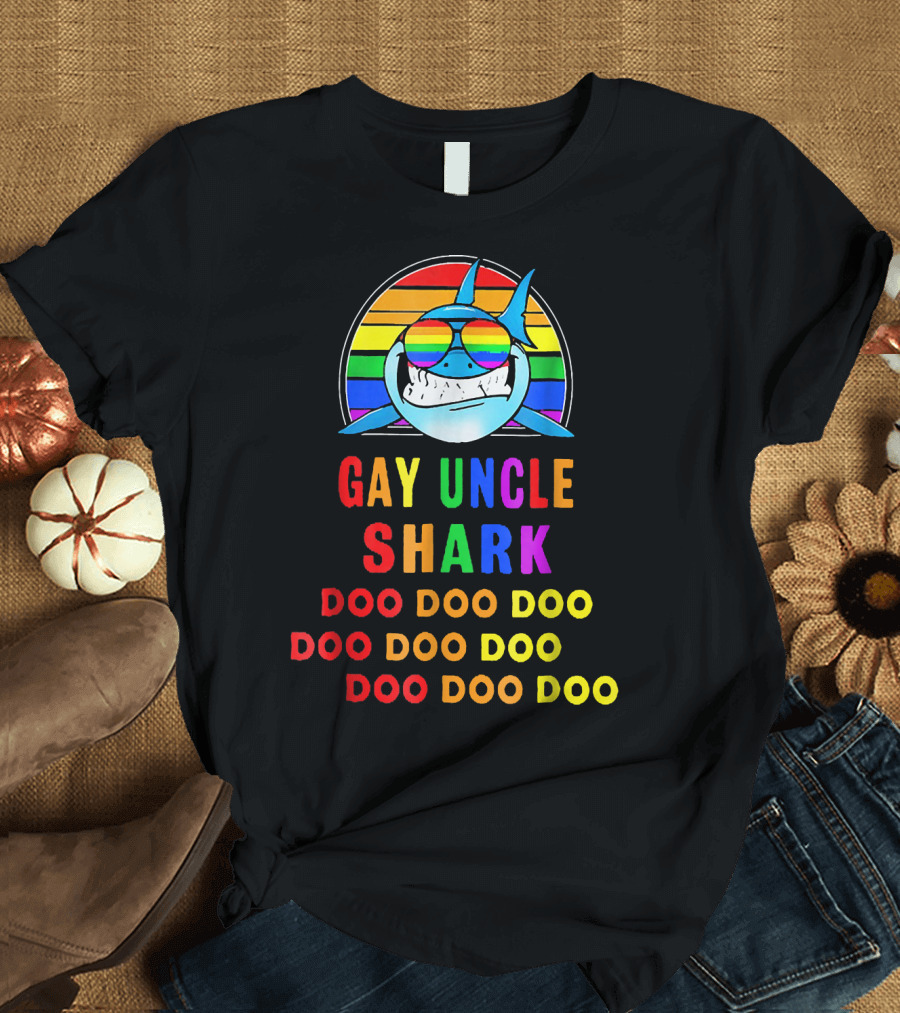 Gay Uncle Shark Do Do Do Rainbow Sunglasses T-Shirt