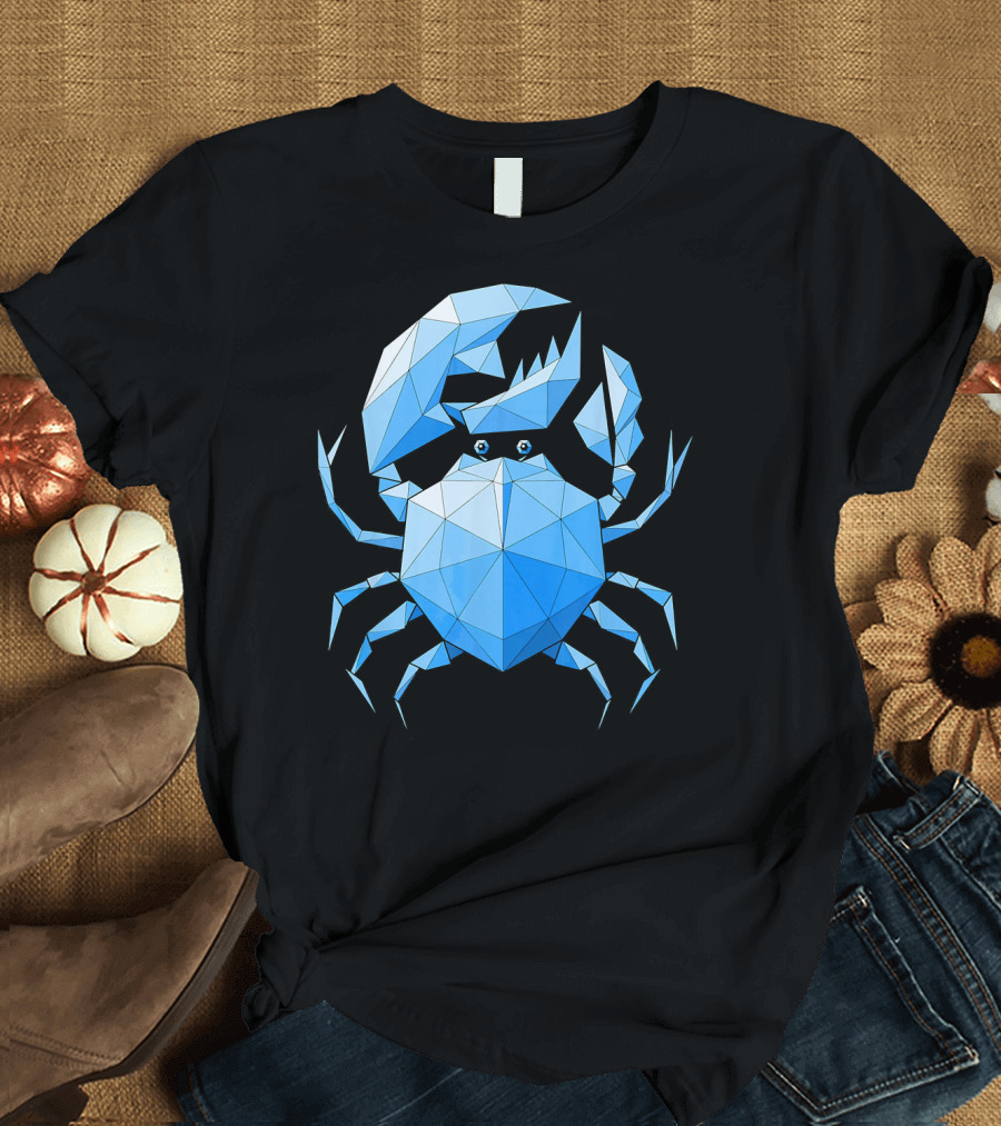 Crab on Low Polygon Linear Geometric T-Shirt