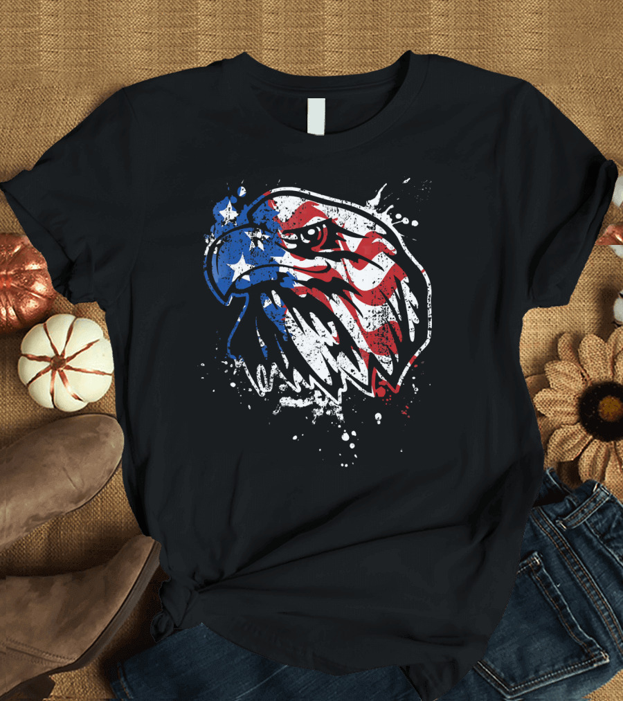 Distressed Vintage Patriotic Eagle American Flag T-Shirt