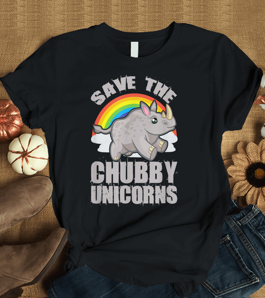 Save the Chubby Unicorns Rainbow Rhino T-Shirt