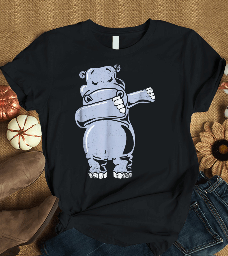 Dabbing Hippo Retro T-Shirt