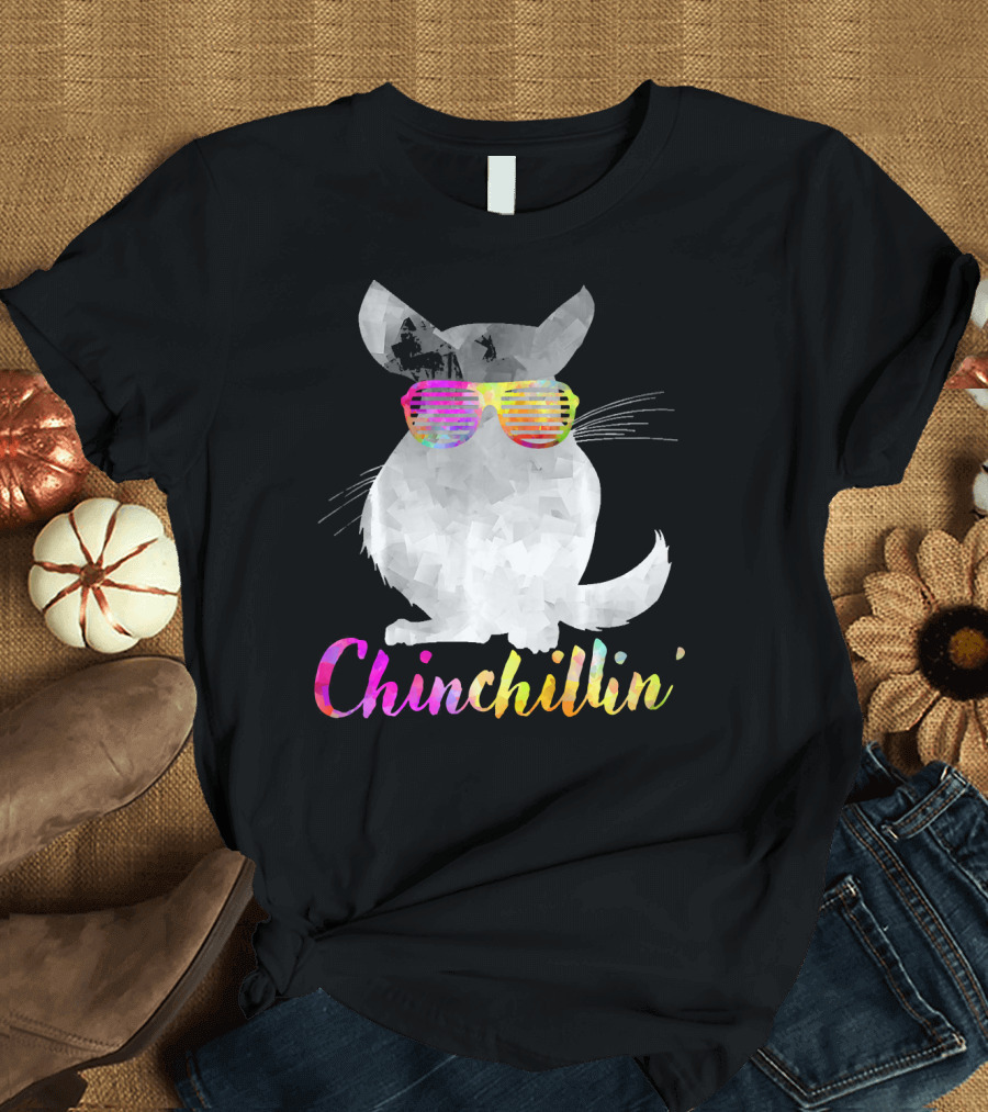 Chinchillin Chinchilla with Rainbow Sunglasses T-Shirt