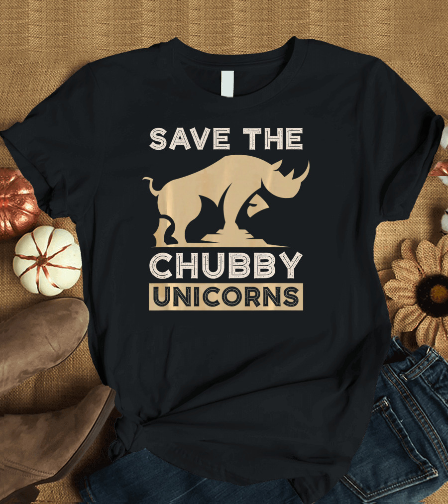 Save the Chubby Unicorns Vintage Rhino Funny T-Shirt