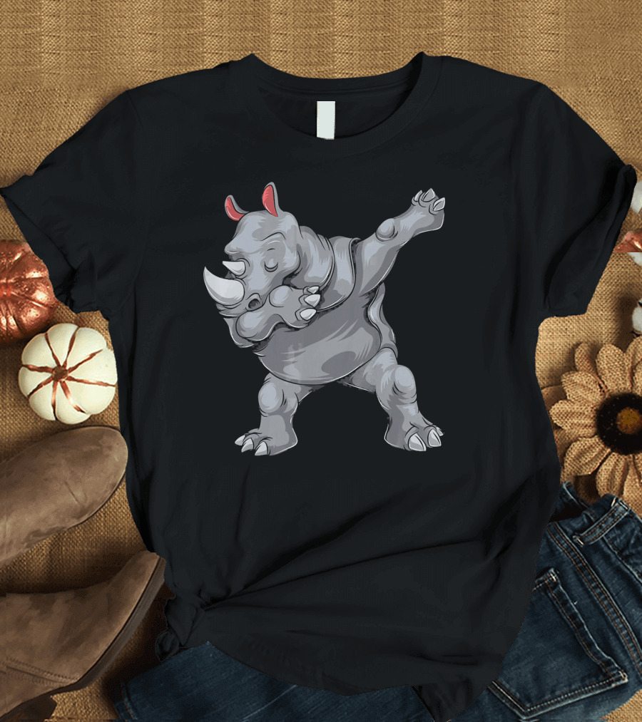 Dabbing Rhino Wildlife Extinct Conservation Awareness T-Shirt