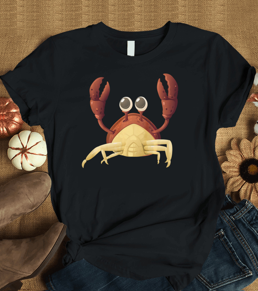 Funny Adorable Big-Eyed Sea Crab Character T-Shirt