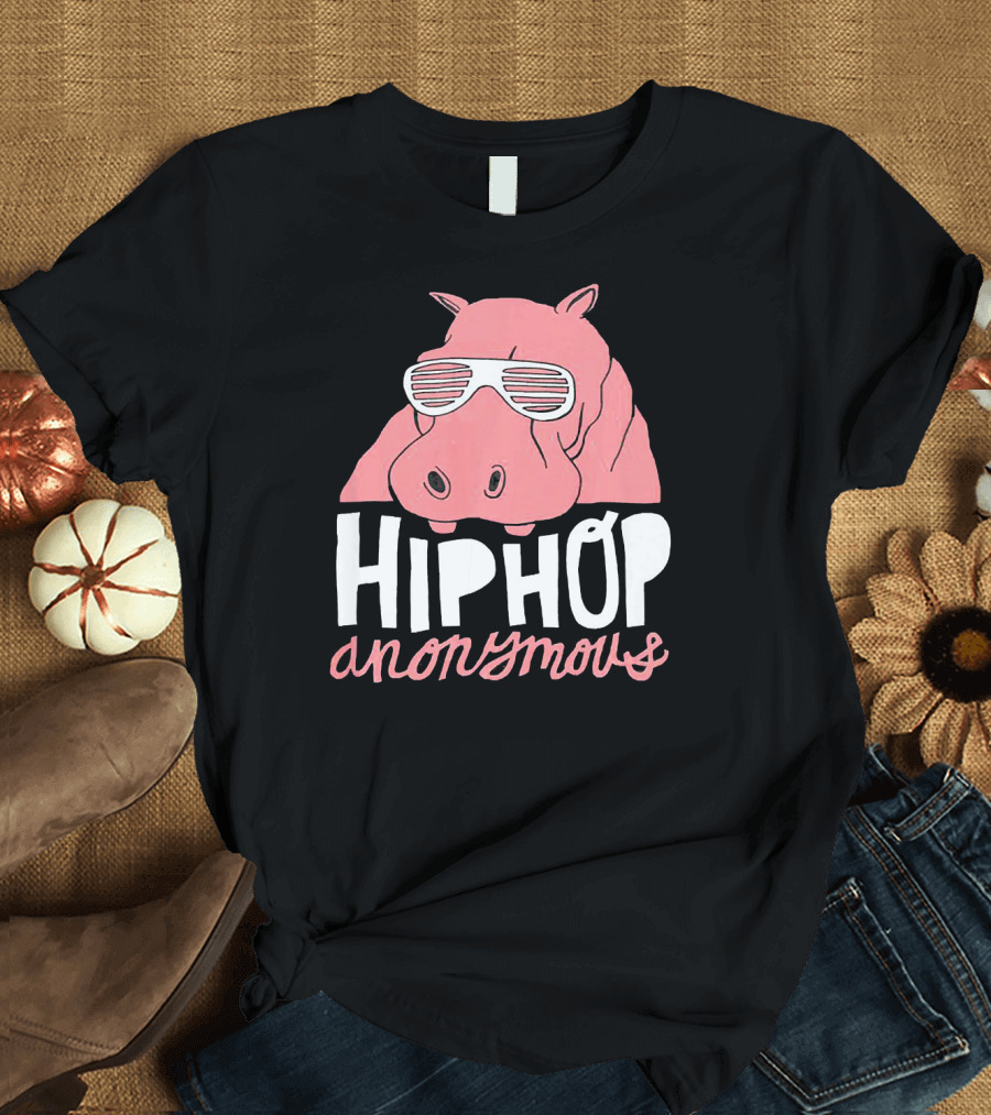 Hip Hop Anonymous Funny Hippo Wearing Sunglasses T-Shirt