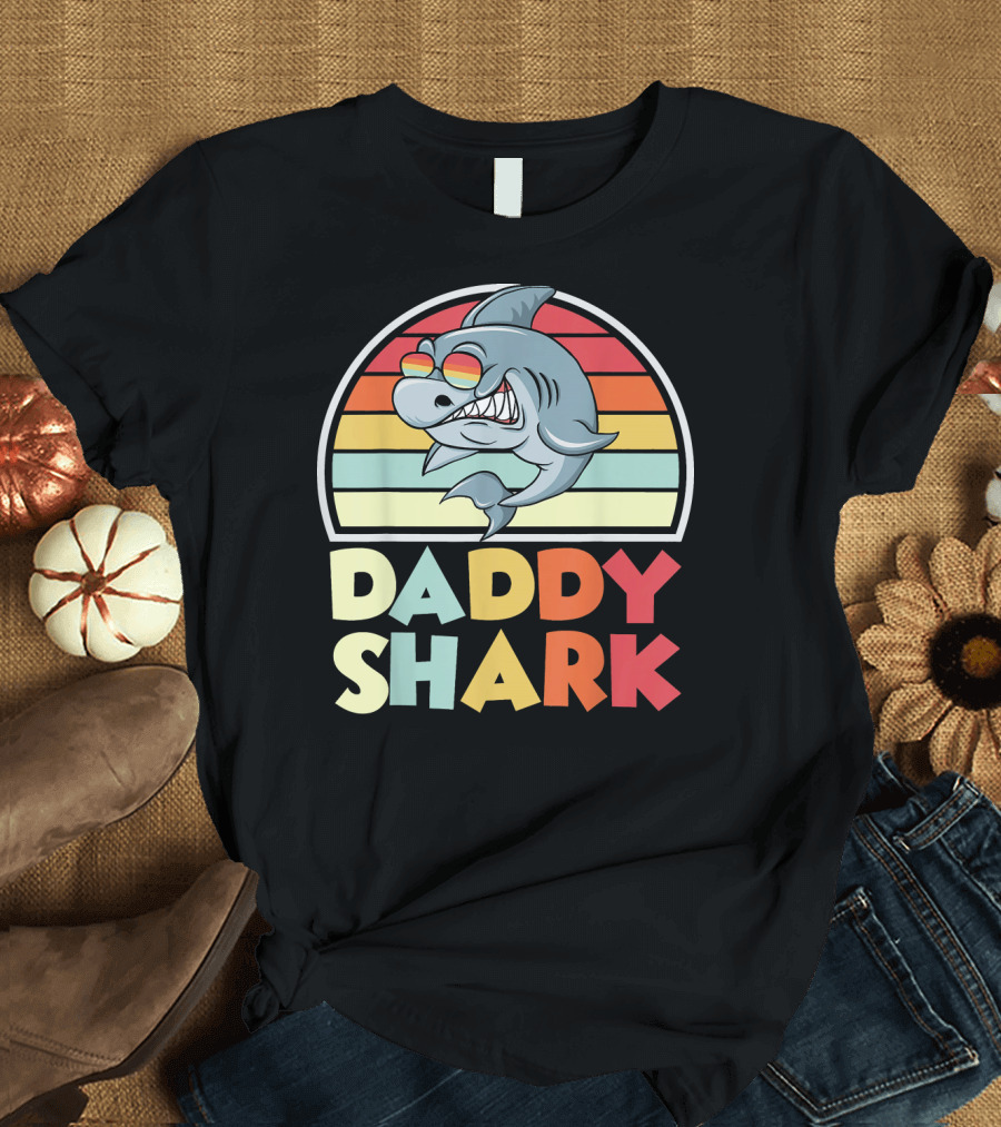 Daddy Shark Retro Sunset T-Shirt