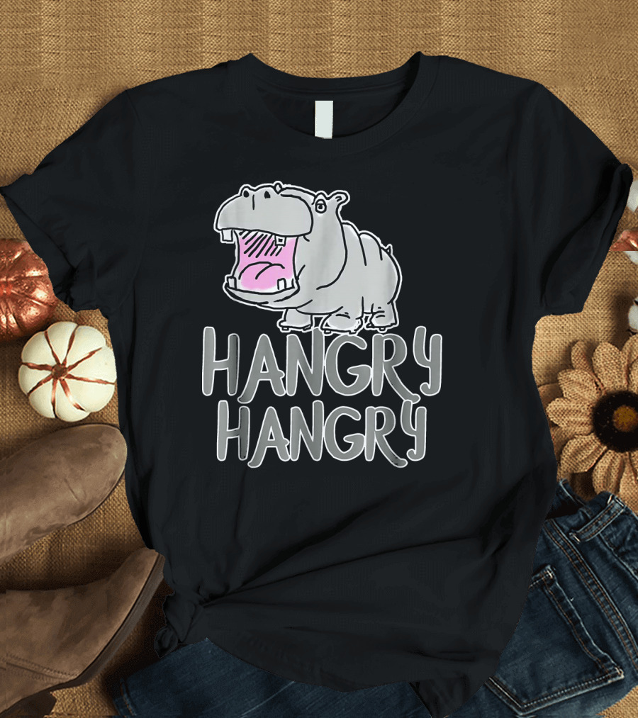 Funny Hippo Hangry Hangry Hippo Hungry Cartoon Meme T-Shirt