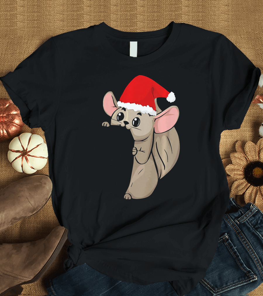 Funny Chinchilla in Santa Christmas Hat Animal T-Shirt