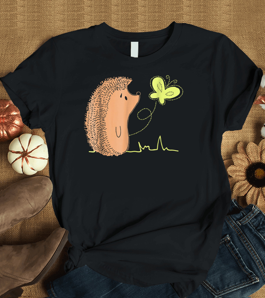 Vintage Hedgehog and Butterfly Friendship T-Shirt