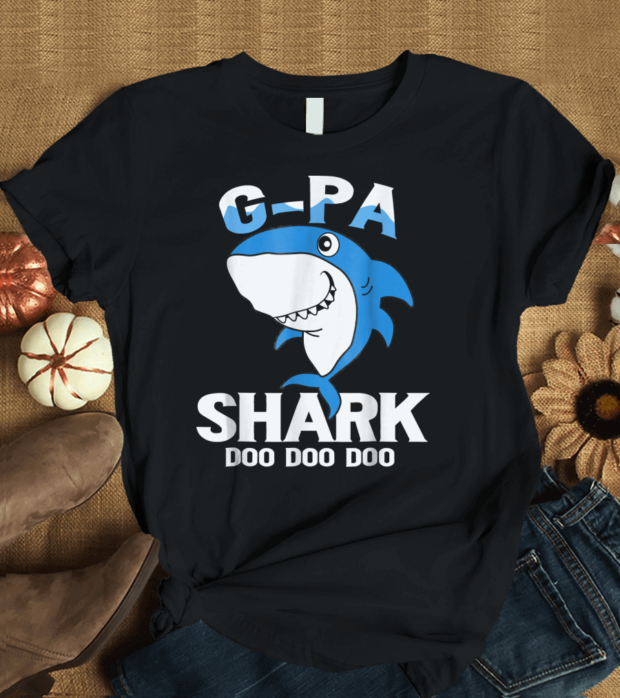 G Pa Shark Doo Doo Doo Cute Cartoon Blue Shark T-Shirt