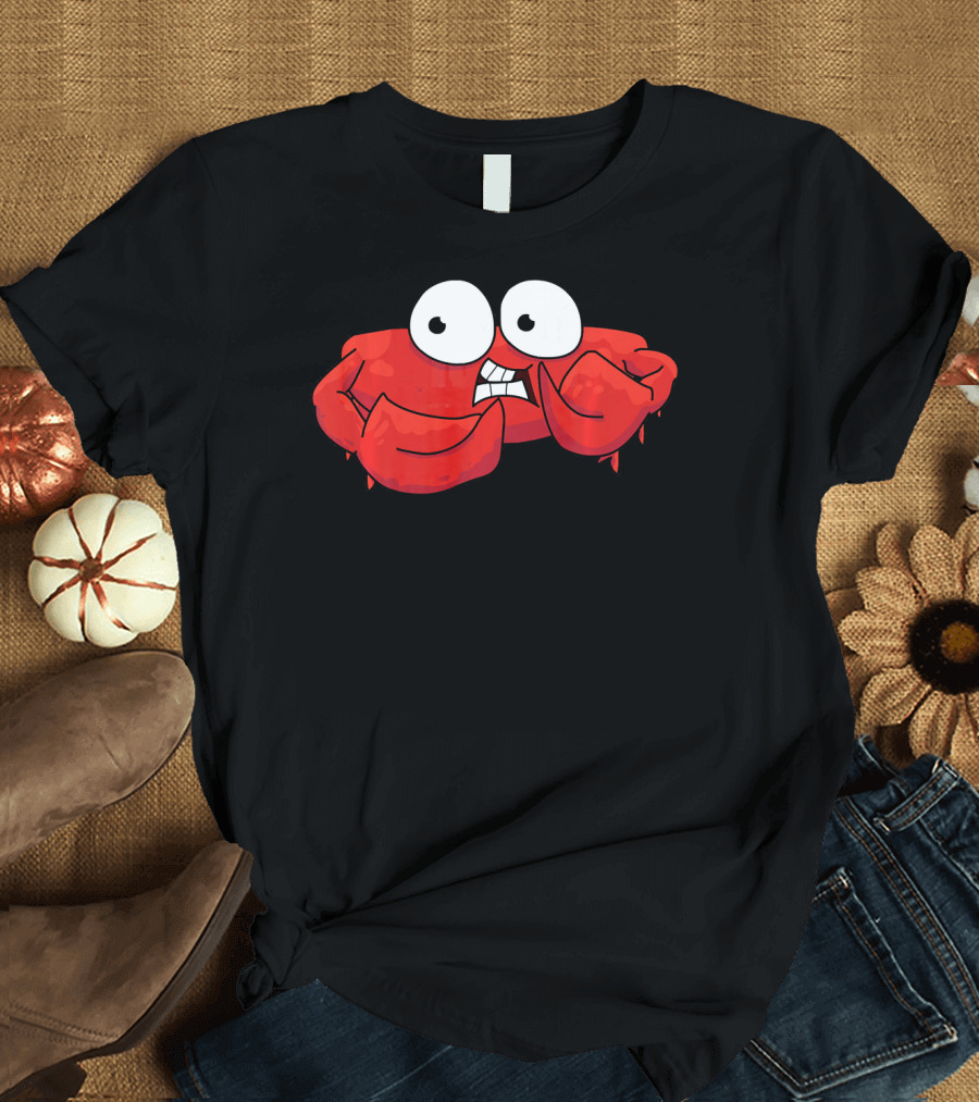 Funny Cute Scared Red Sea Crab with Big Eyes and Nervous Expression T-Shirt