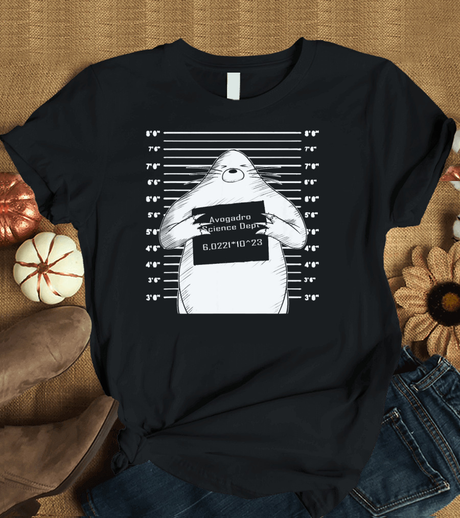 Funny Mole Mugshot Avogadro Science Dept 6.0221*10^23 T-Shirt