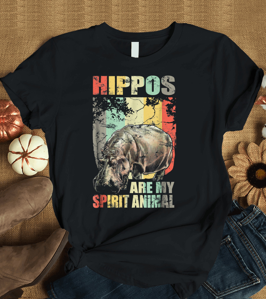 Hippos Are My Spirit Animal Retro Hippo Lovers T-Shirt