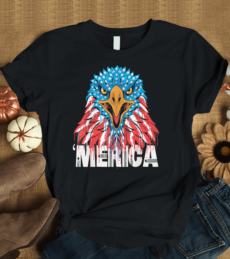 'Merica Eagle in the Stars and Stripes Patriotic T-Shirt