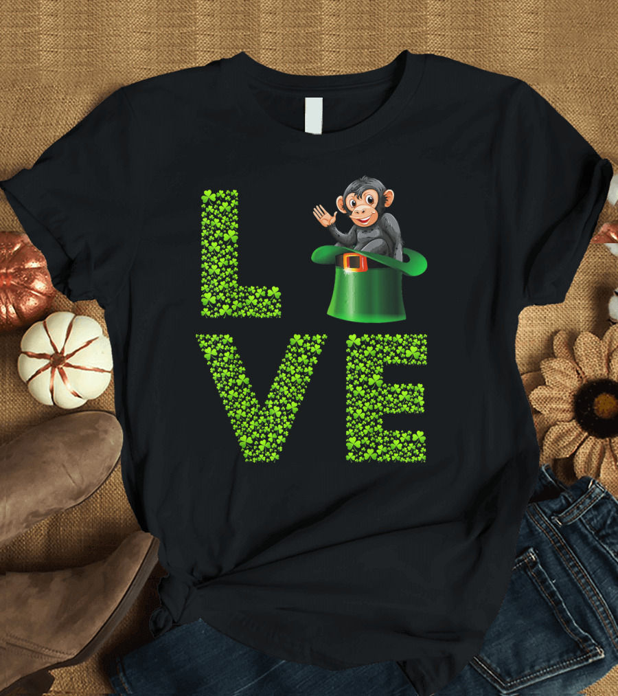 Love Chimpanzee Shamrock St Patricks Day Hat T-Shirt