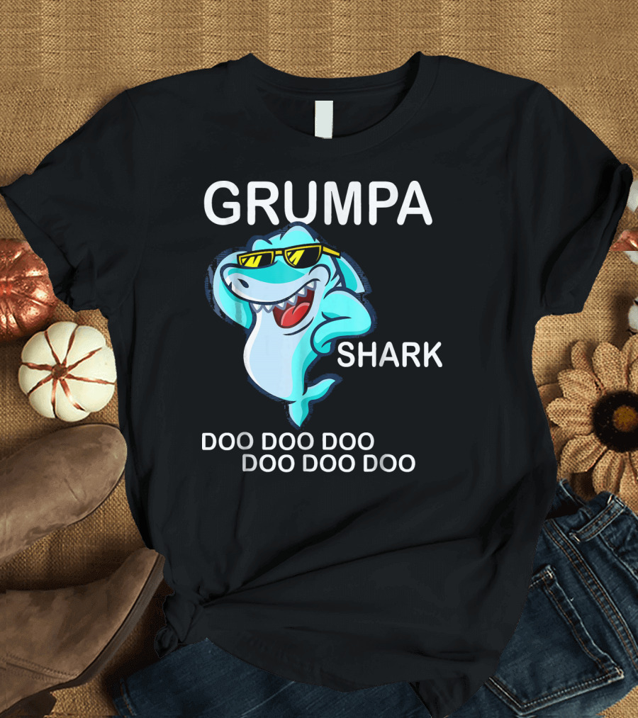 Grumpa Shark Doo Doo Doo Sunglasses Cartoon T-Shirt