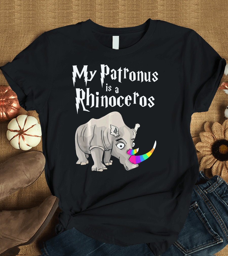 My Patronus Is a Rhinoceros with Rainbow Horn Harry Fan T-Shirt