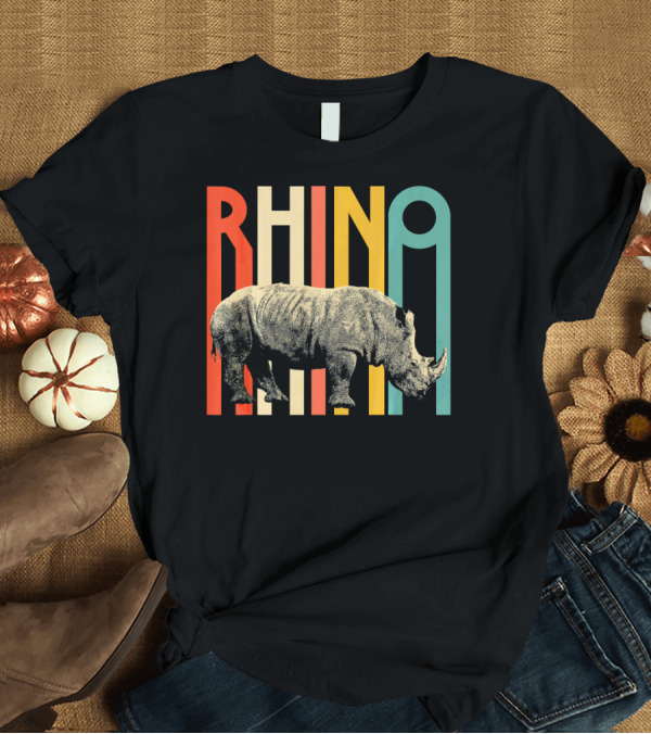 T-Shirt: Rhino Vintage Rhinoceros Retro 70s 80s T-Shirt Rhino Vintage Rhinoceros Retro 70s 80s T-Shirt