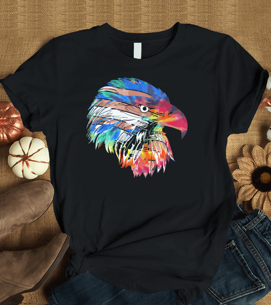 Tie Dye Eagle Multicolor Head T-Shirt