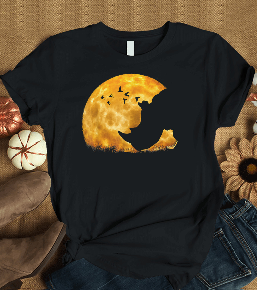 Rhino Silhouette Against African Sunset Moon T-Shirt