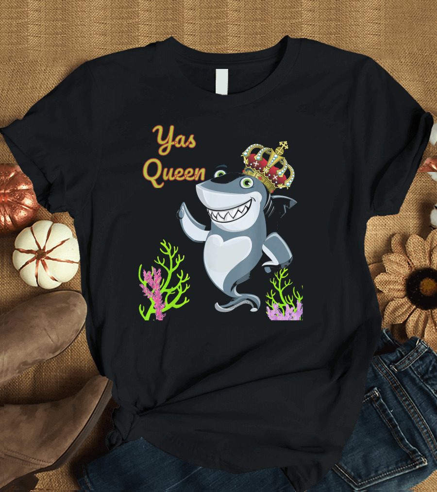 Yas Queen Crowned Shark with Coral T-Shirt
