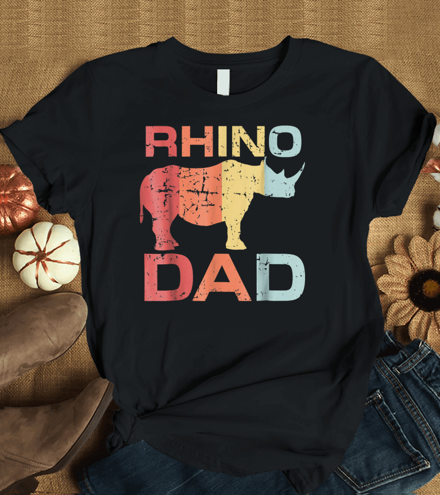 RHINO DAD Retro Father Animal Vintage T-Shirt