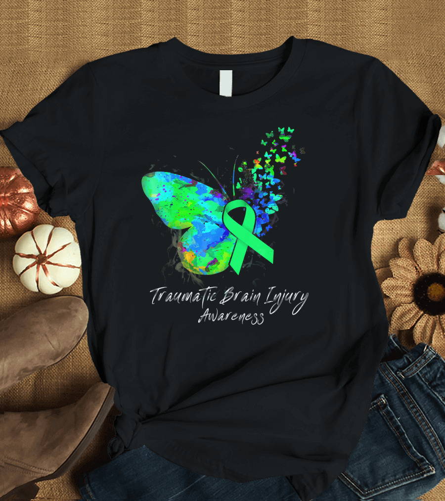 Traumatic Brain Injury Awareness Butterfly T-Shirt