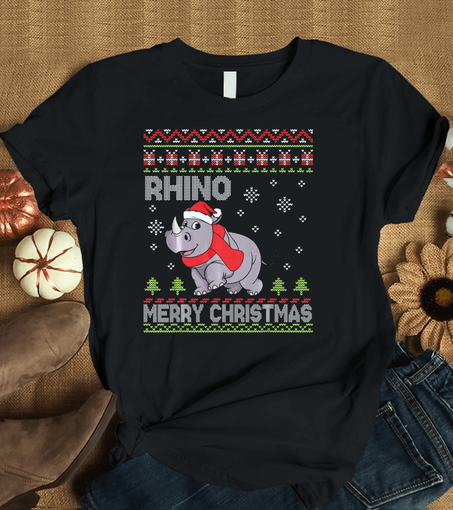 RHINO MERRY CHRISTMAS Noel Costume Festive Dance T-Shirt