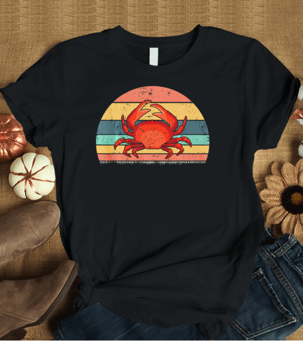 T-Shirt: Retro Vintage Crab Animal Lover Zookeeper Sunset Stripes T-Shirt Retro Vintage Crab Animal Lover Zookeeper Sunset Stripes T-Shirt