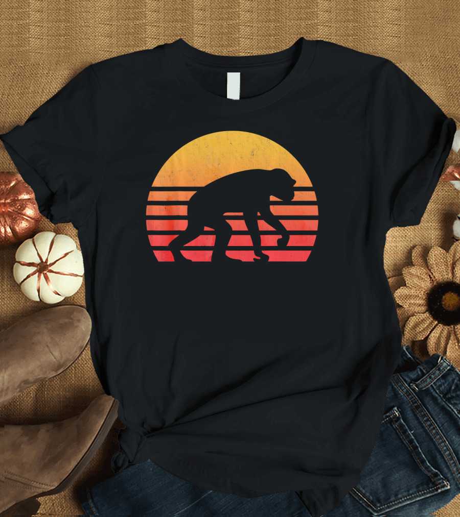 Vintage Retro Sunset Chimpanzee T-Shirt